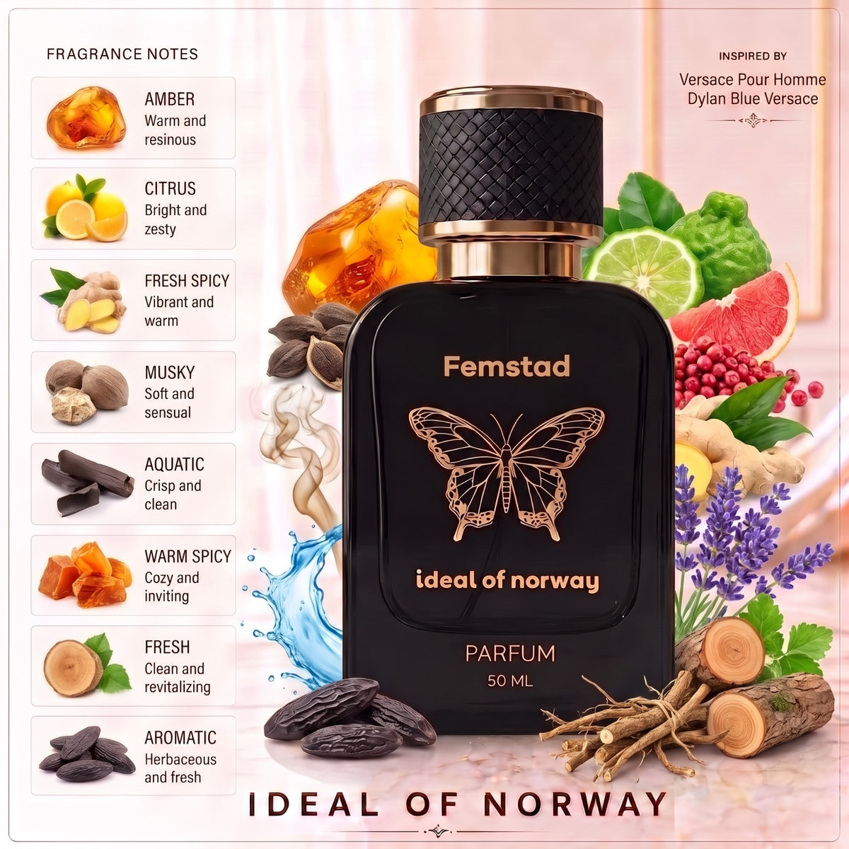 Femstad 404 perfume by Ideal of Norway with amber, citrus, aquatic and fresh spicy fragrance notes