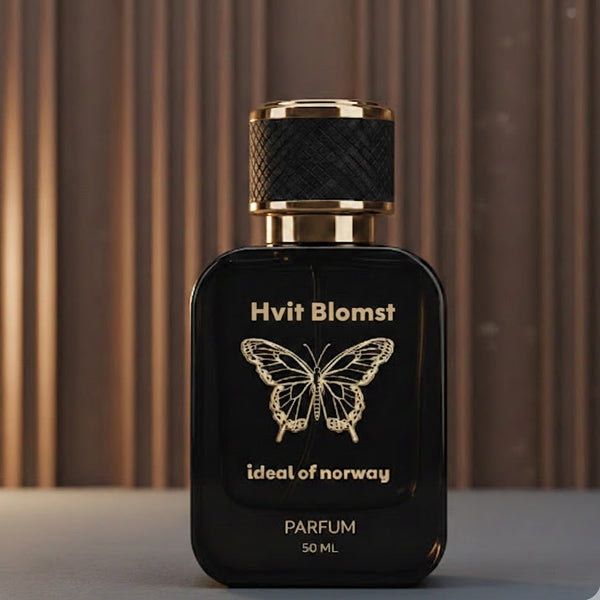 Hvit Blomst Parfyme unisex til dame og herre flaske fra Ideal of Norway