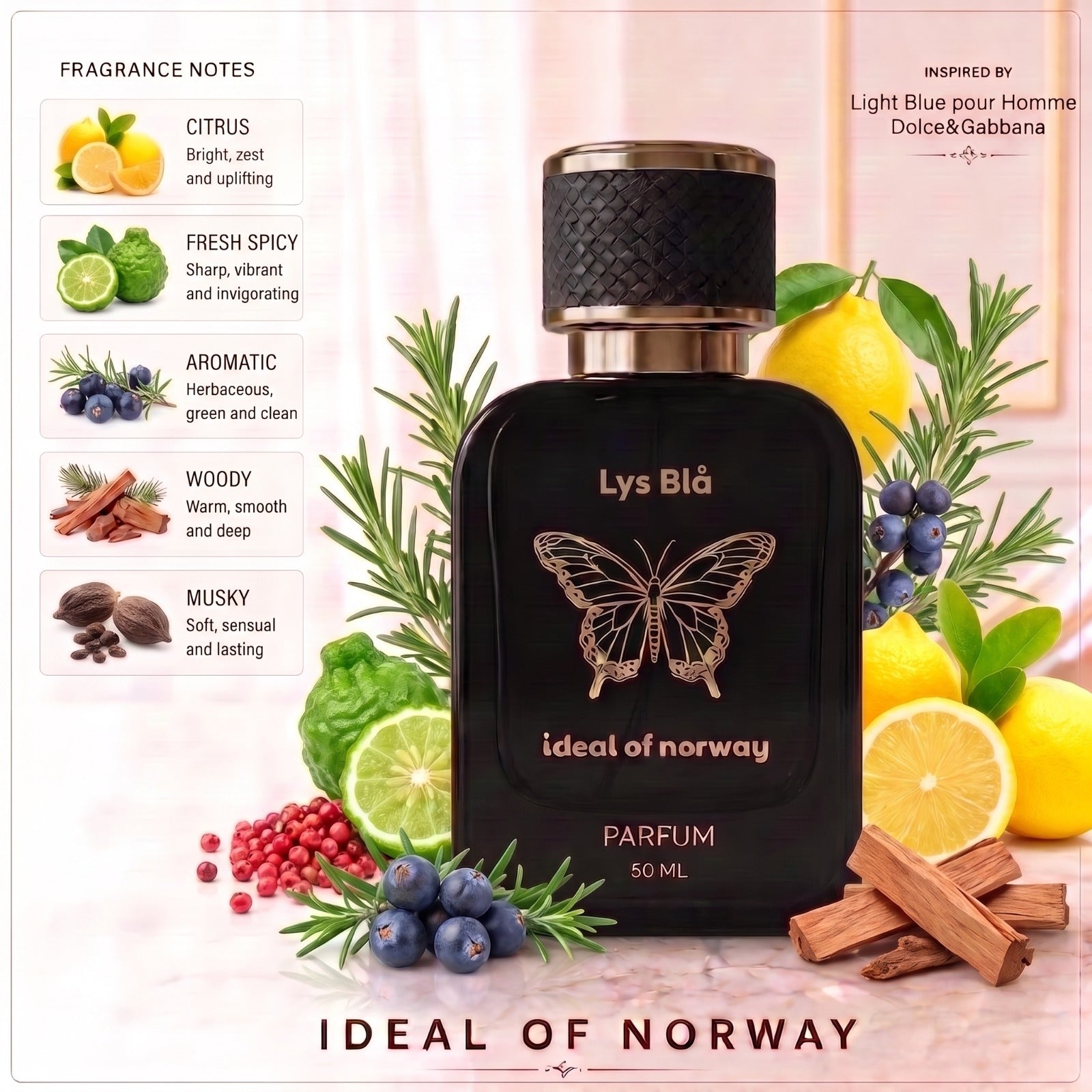 Lys Bla 491 perfume bottle by Ideal of Norway