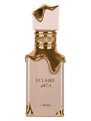Eclaire Lattafa perfume bottle in elegant cream and gold packaging