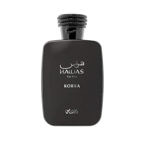 Hawas Kobra Eau de Parfum til Unisex i en elegant glassflaske med moderne luksuriøst design.