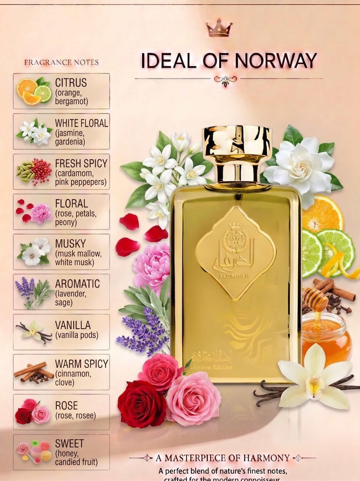 Lattafa Al Dur Al Maknoon Gold fragrance notes lavender lemon incense nutmeg vanilla and oud