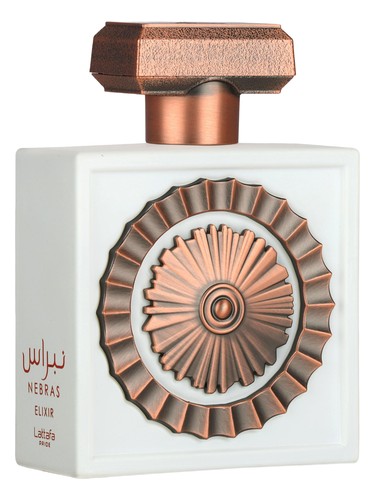 Lattafa Pride Nebras Elixir 100ml white and bronze perfume bottle