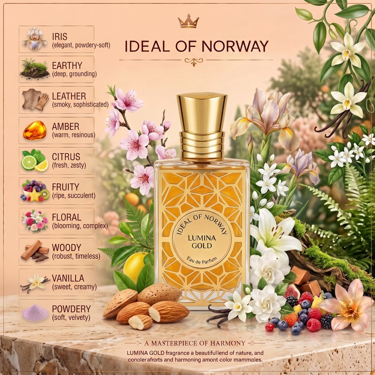 Lumina Gold Ideal of Norway fragrance notes