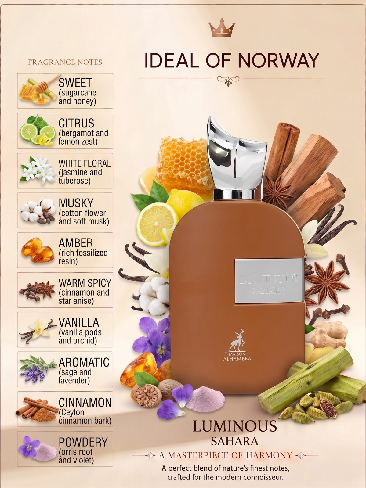 Luminous Sahara perfume fragrance notes by Ideal of Norway