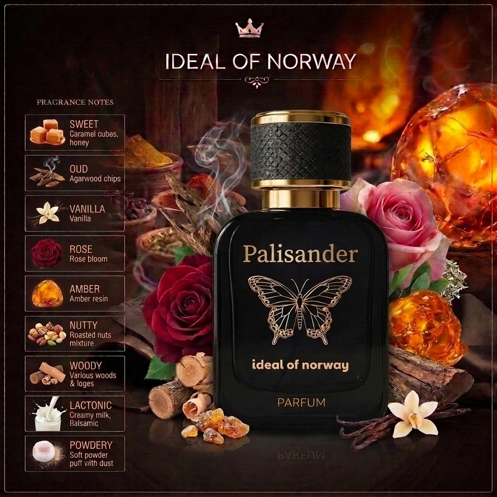 Palisander Parfyme til dame og herre i en elegant glassflaske med eksklusivt design.