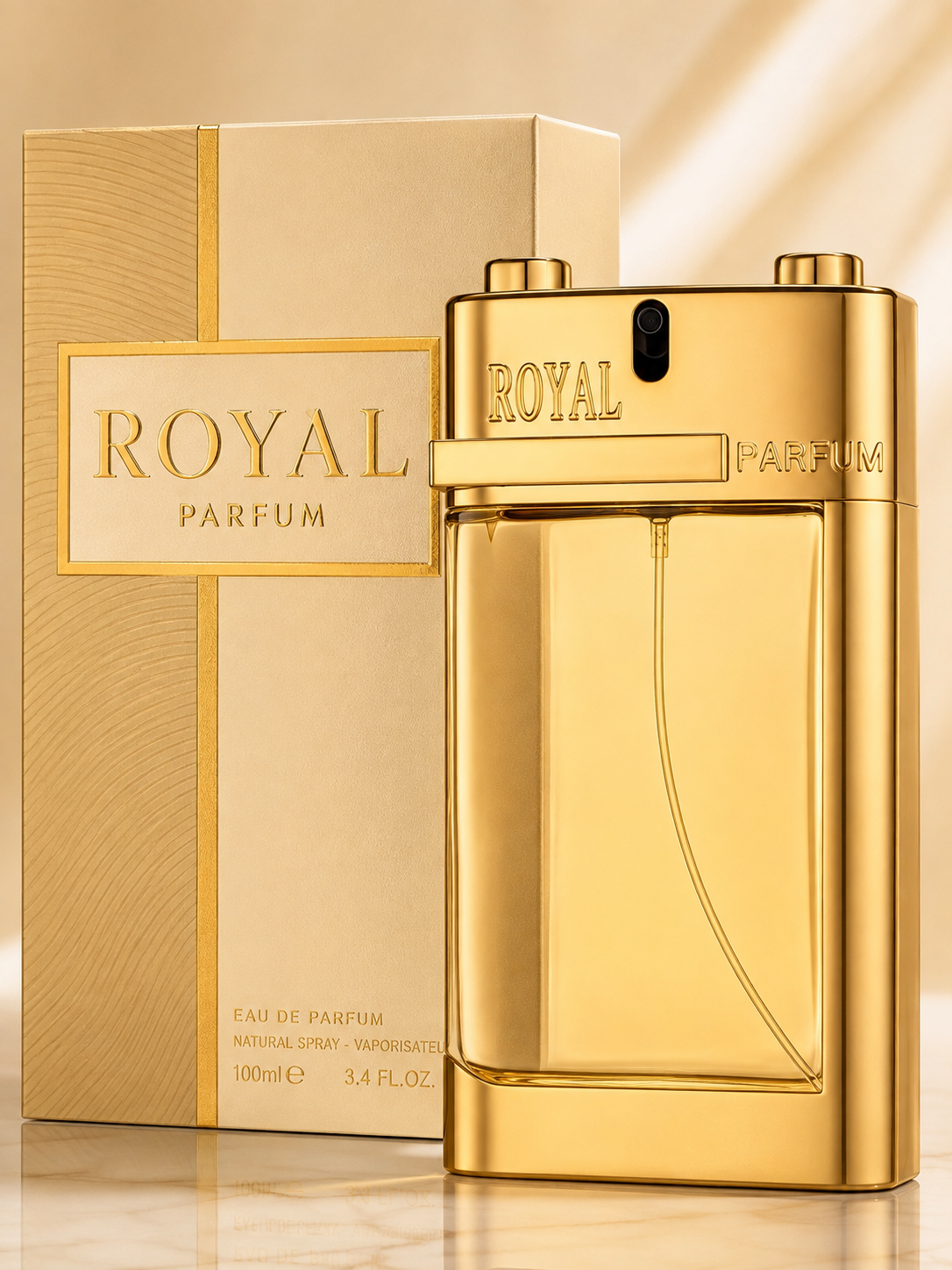 Royal Parfum Eau de Parfum 100ml gold perfume bottle with box