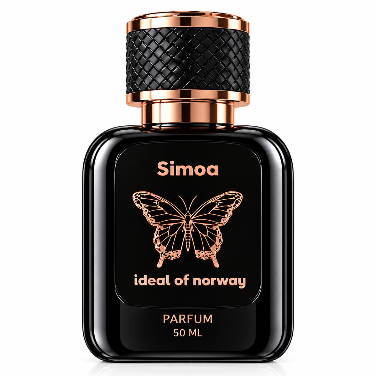 Simoa 50ml perfume bottle transparent PNG with vanilla and warm spicy fragrance